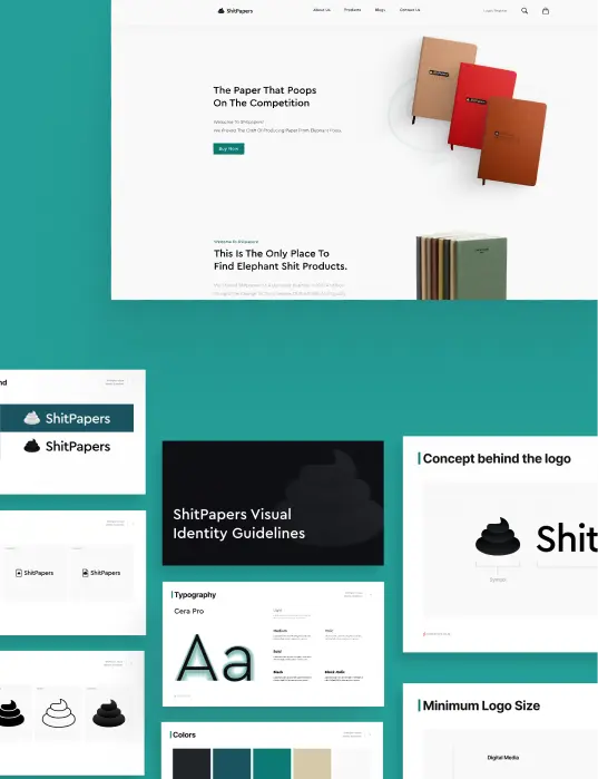 Shitpapers' visual identity and UI/UX design
